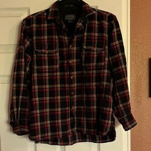Pendleton Black & Red Plaid Flannel Shirt